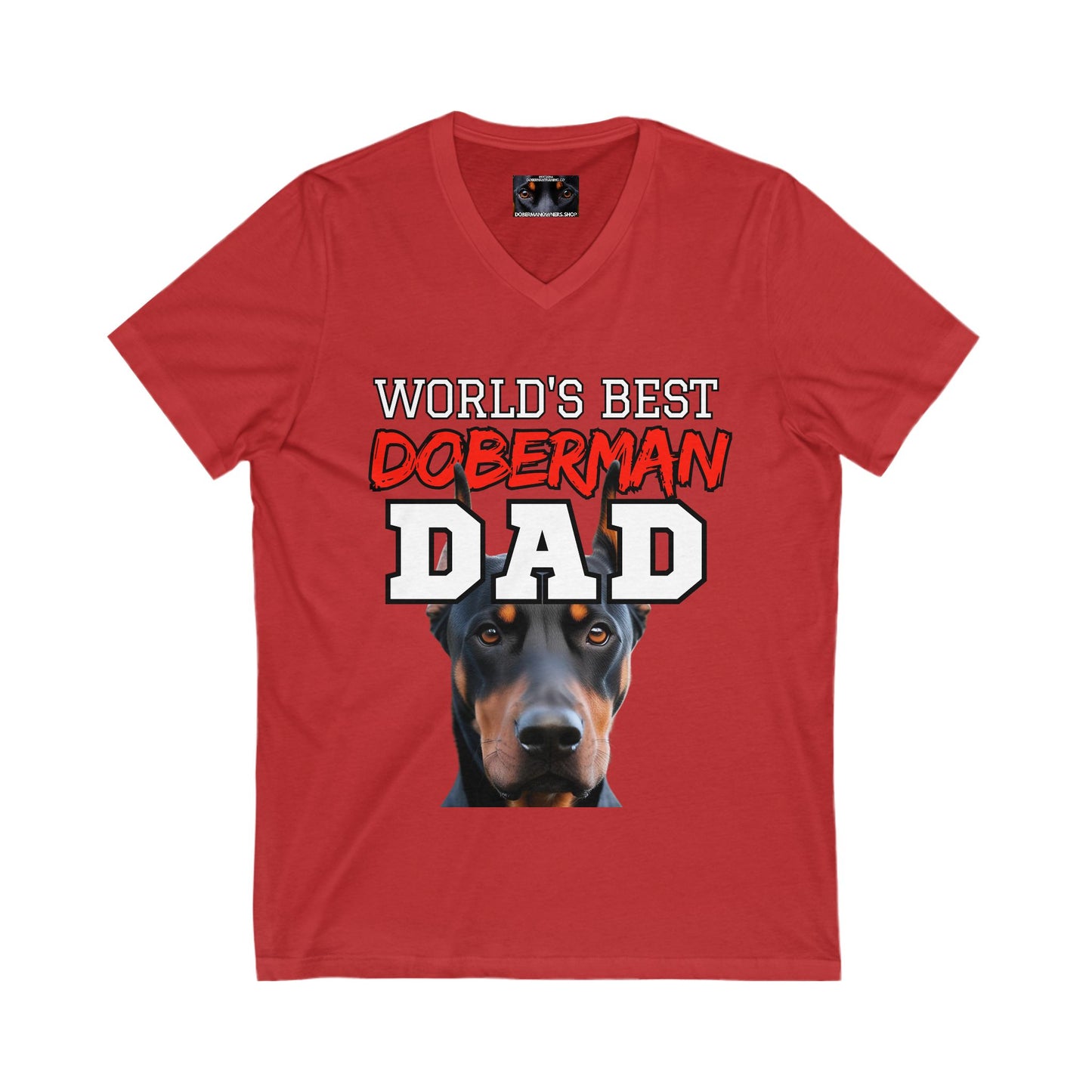 Doberman Dad S2  Private Label Unisex Jersey Short Sleeve V-Neck Tee