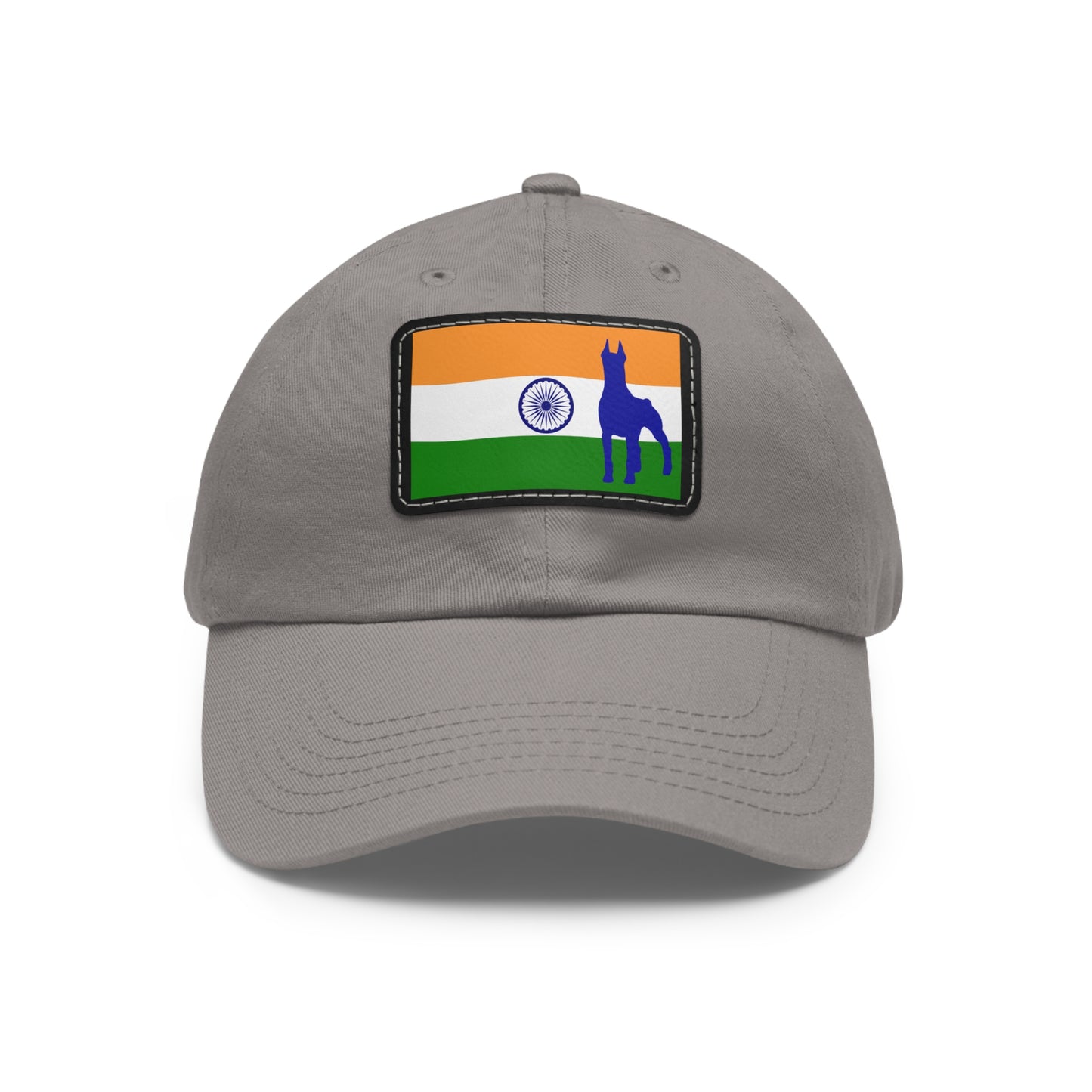 Doberman India Protect 1 Dad Hat with Leather Patch (Rectangle)