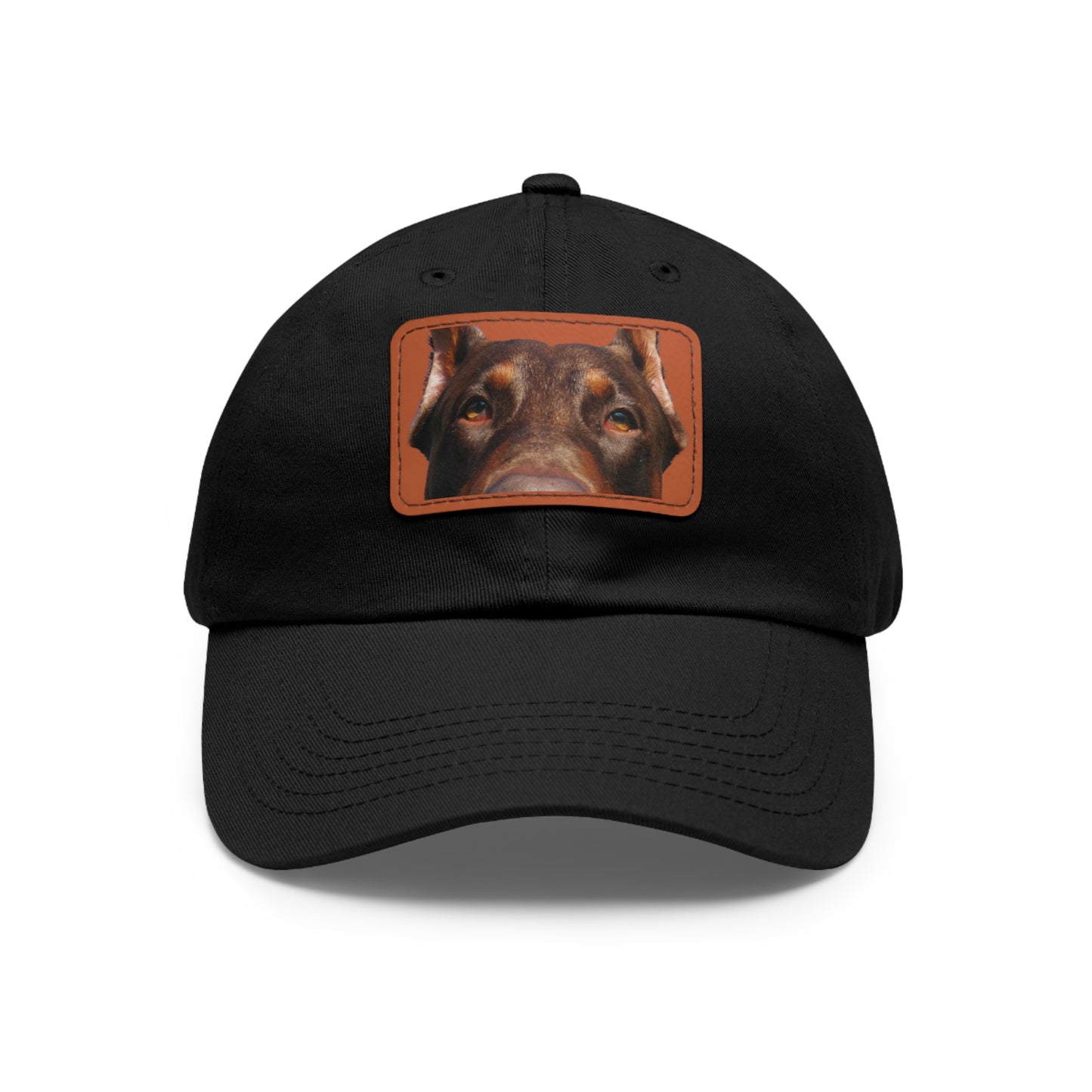 Doberman 1 Rust Dad Hat with Leather Patch (Rectangle)