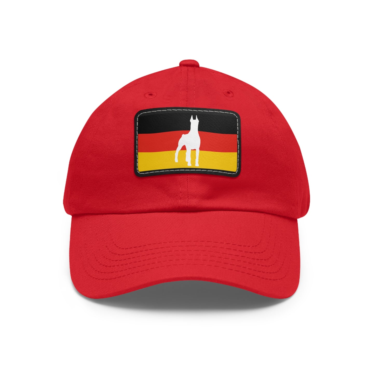 Doberman Germany Protect 1 Dad Hat with Leather Patch (Rectangle)