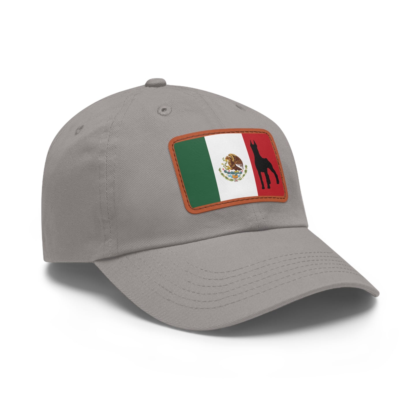 Doberman Mexico Protect 1 Dad Hat with Leather Patch (Rectangle)