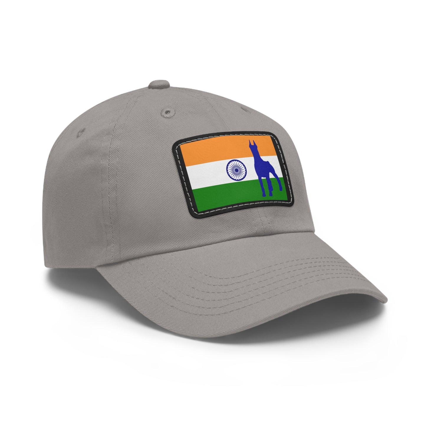 Doberman India Protect 1 Dad Hat with Leather Patch (Rectangle)