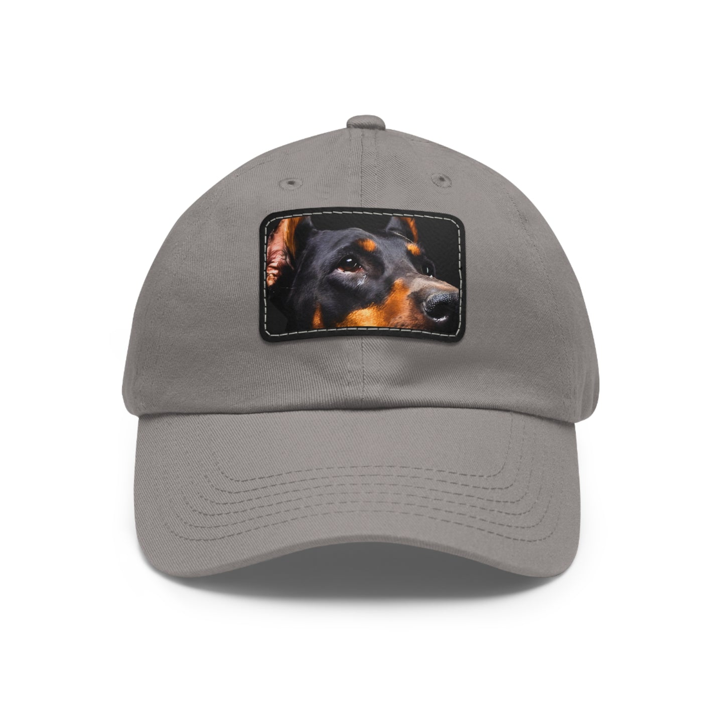 Doberman 3 B Dad Hat with Leather Patch (Rectangle)