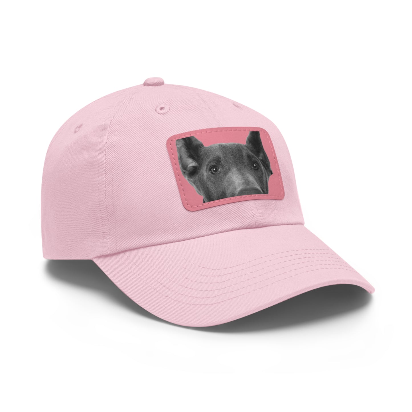 Doberman 1 Blue Dad Hat with Leather Patch (Rectangle)
