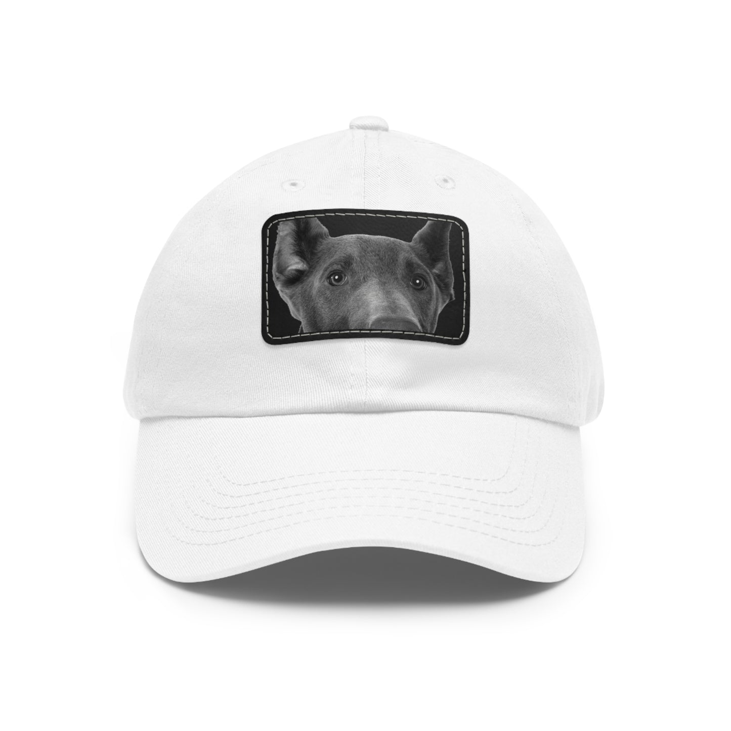 Doberman 1 Blue Dad Hat with Leather Patch (Rectangle)