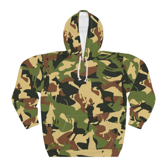 Doberman Camo 3 Unisex Pullover Hoodie (AOP)