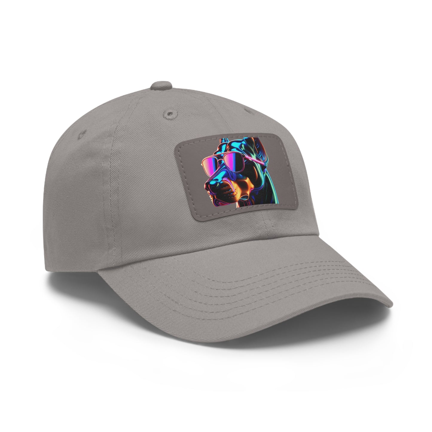 Doberman Stunna 1  Dad Hat with Leather Patch (Rectangle)