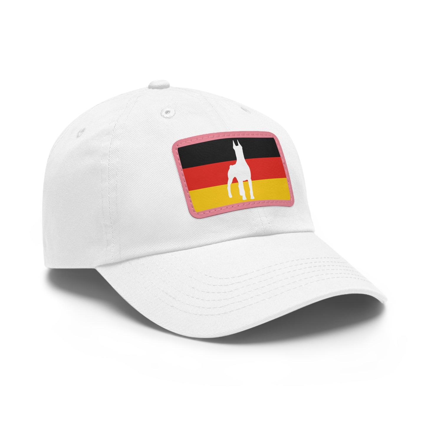 Doberman Germany Protect 1 Dad Hat with Leather Patch (Rectangle)