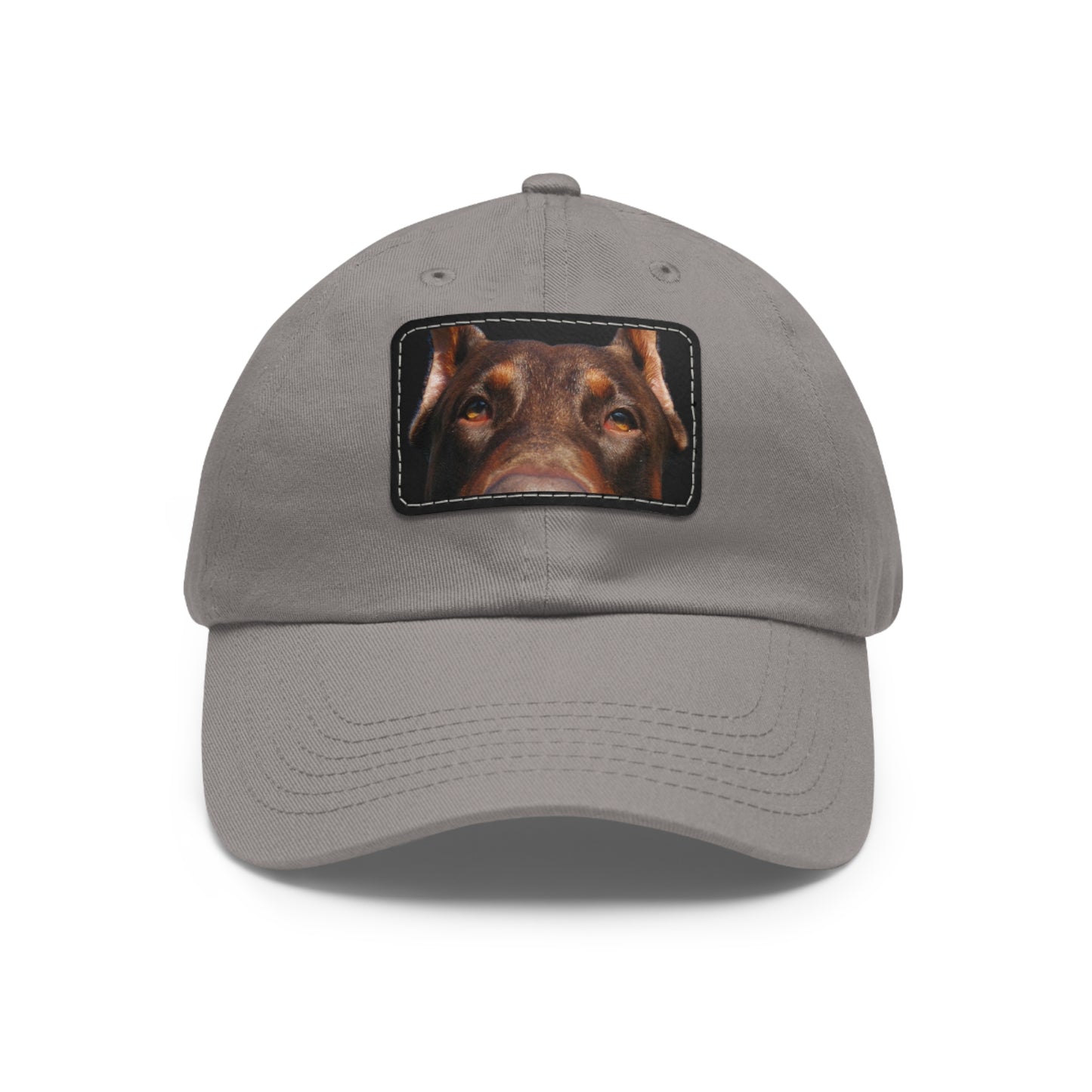 Doberman 1 Rust Dad Hat with Leather Patch (Rectangle)