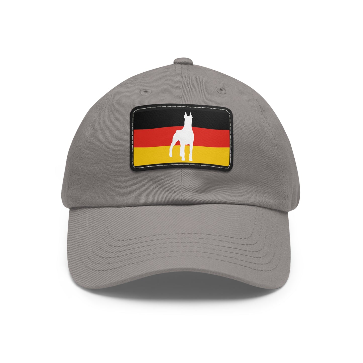 Doberman Germany Protect 1 Dad Hat with Leather Patch (Rectangle)