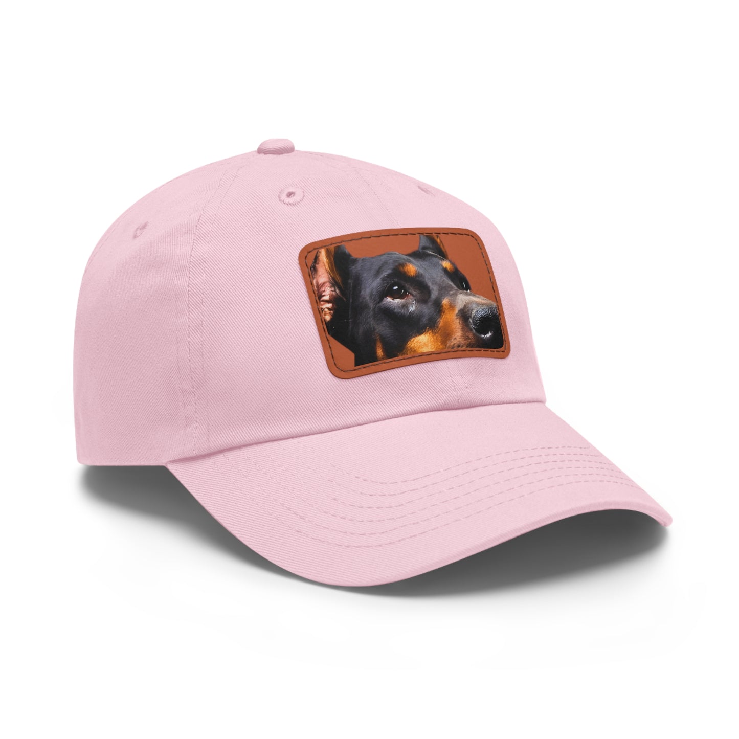 Doberman 3 B Dad Hat with Leather Patch (Rectangle)