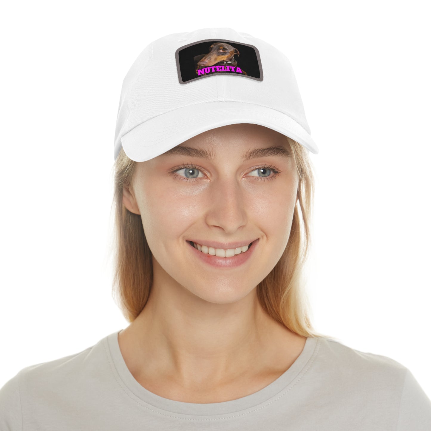 Custom Picture & Text Dad Hat with Leather Patch (Rectangle)