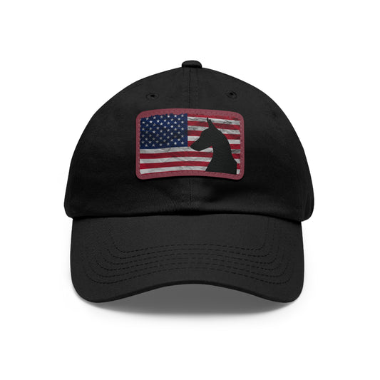 USA 1 Dad Hat with Leather Patch (Rectangle)