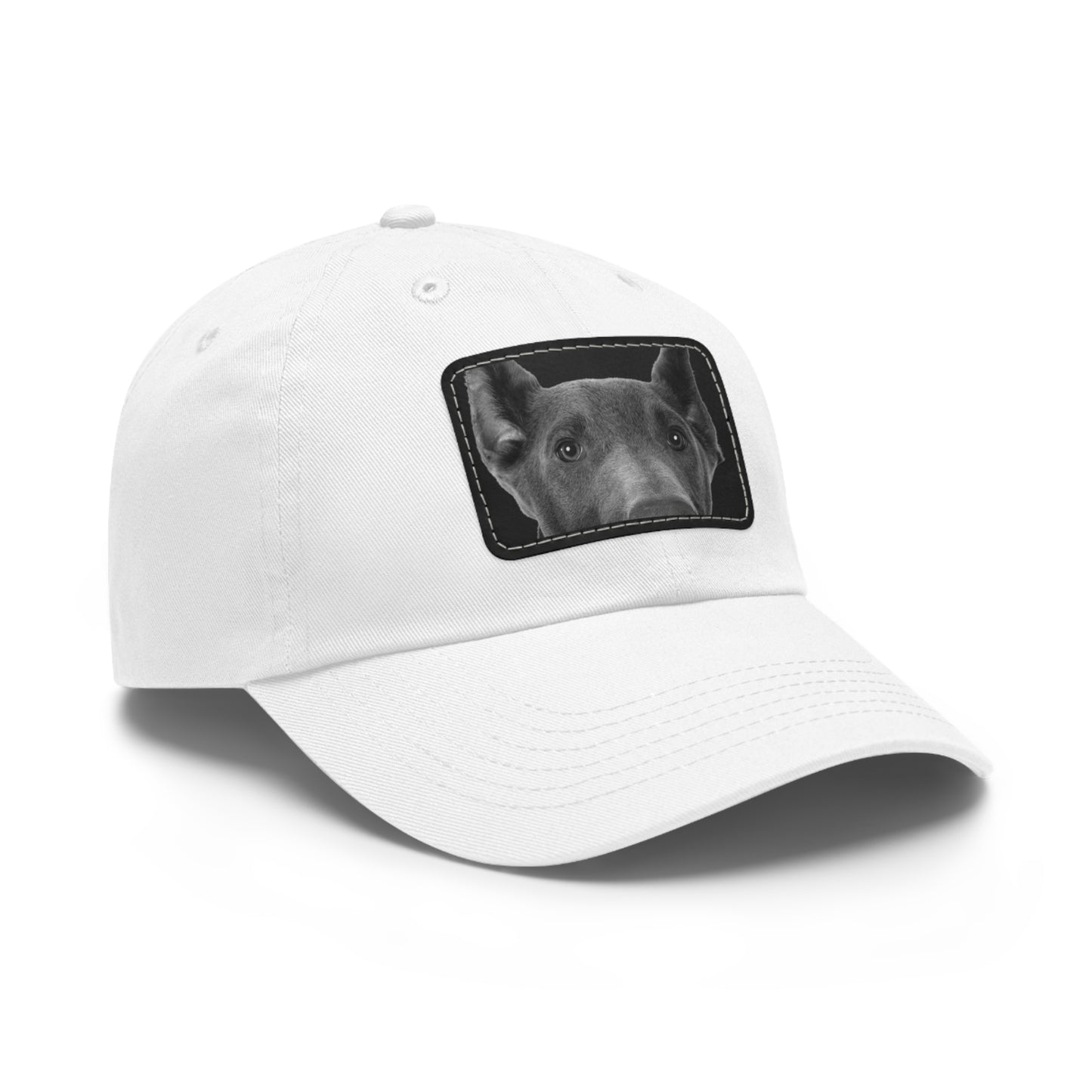 Doberman 1 Blue Dad Hat with Leather Patch (Rectangle)