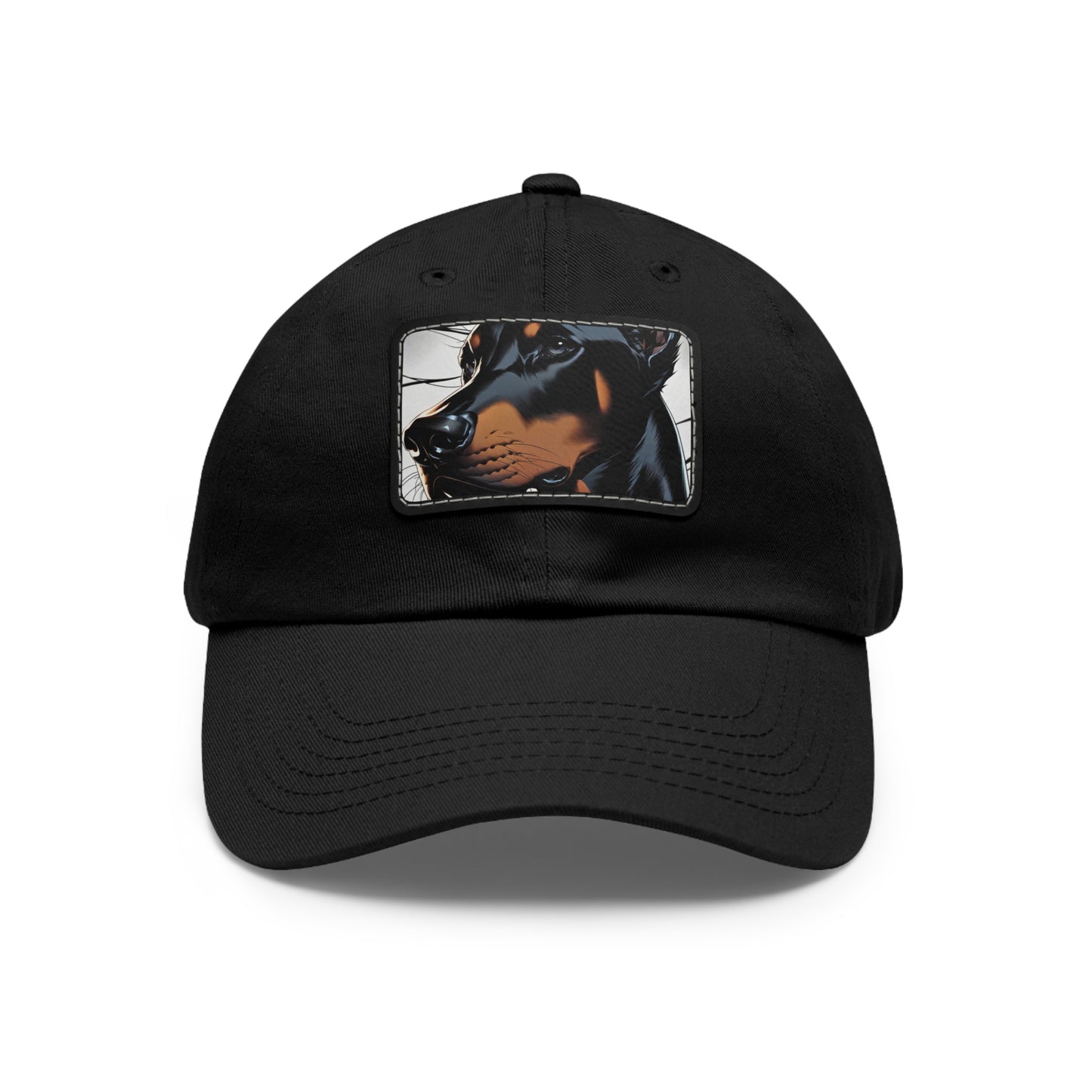 Doberman 1 Dad Hat with Leather Patch (Rectangle)