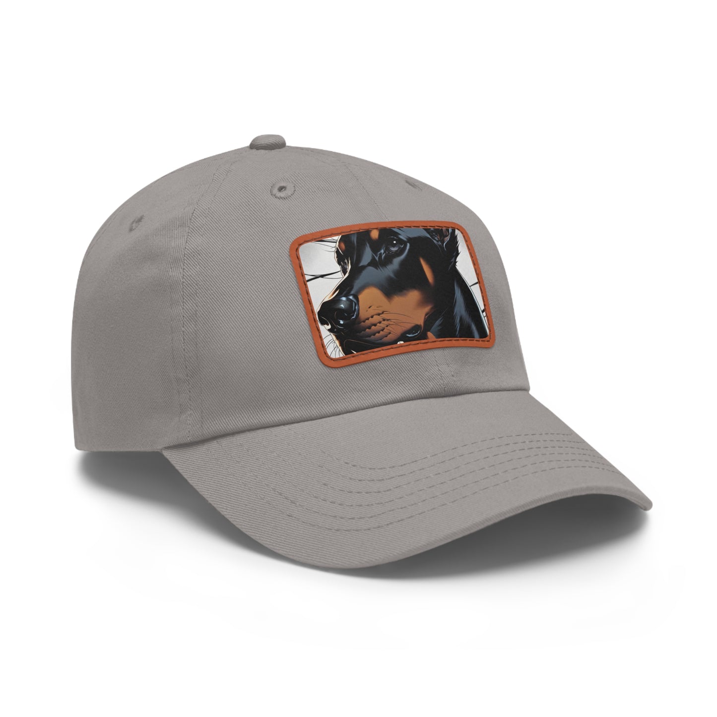 Doberman 1 Dad Hat with Leather Patch (Rectangle)