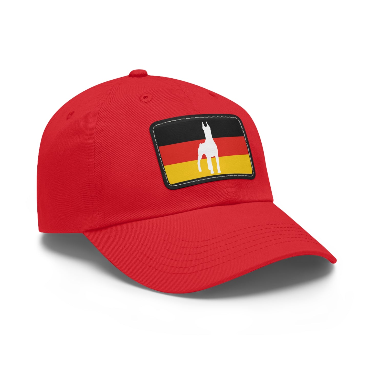 Doberman Germany Protect 1 Dad Hat with Leather Patch (Rectangle)