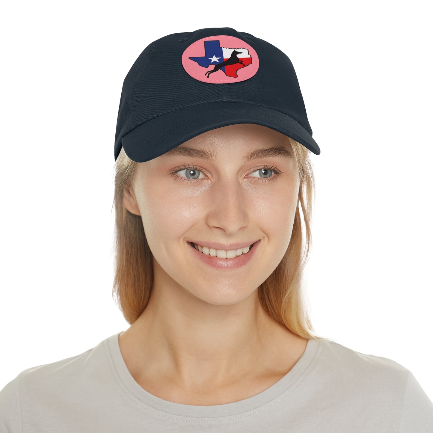 Texas 1 Dad Hat with Leather Patch (Round)