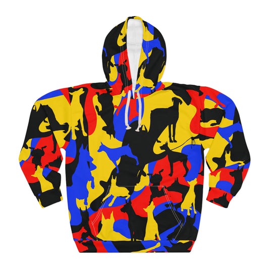 Doberman Camo 9 Unisex Pullover Hoodie (AOP)