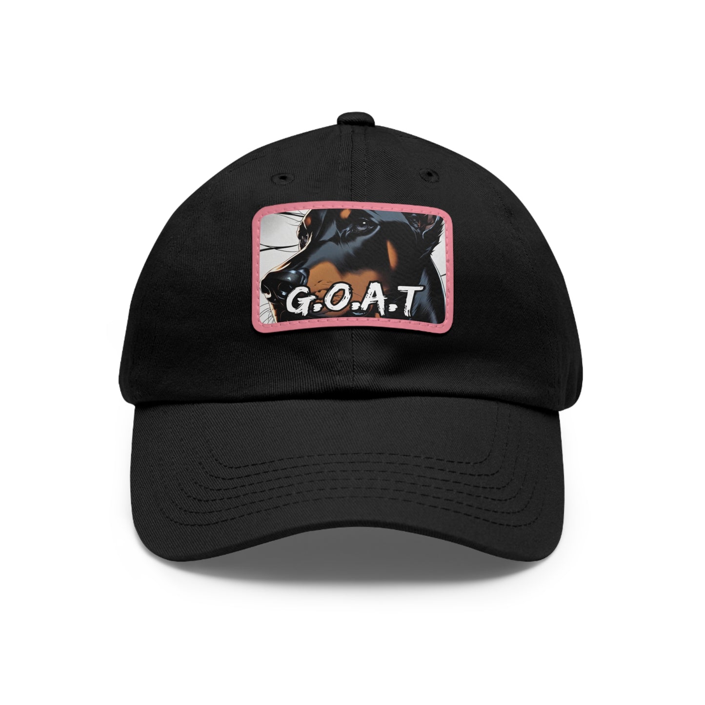 Doberman GOAT 1 Dad Hat with Leather Patch (Rectangle)