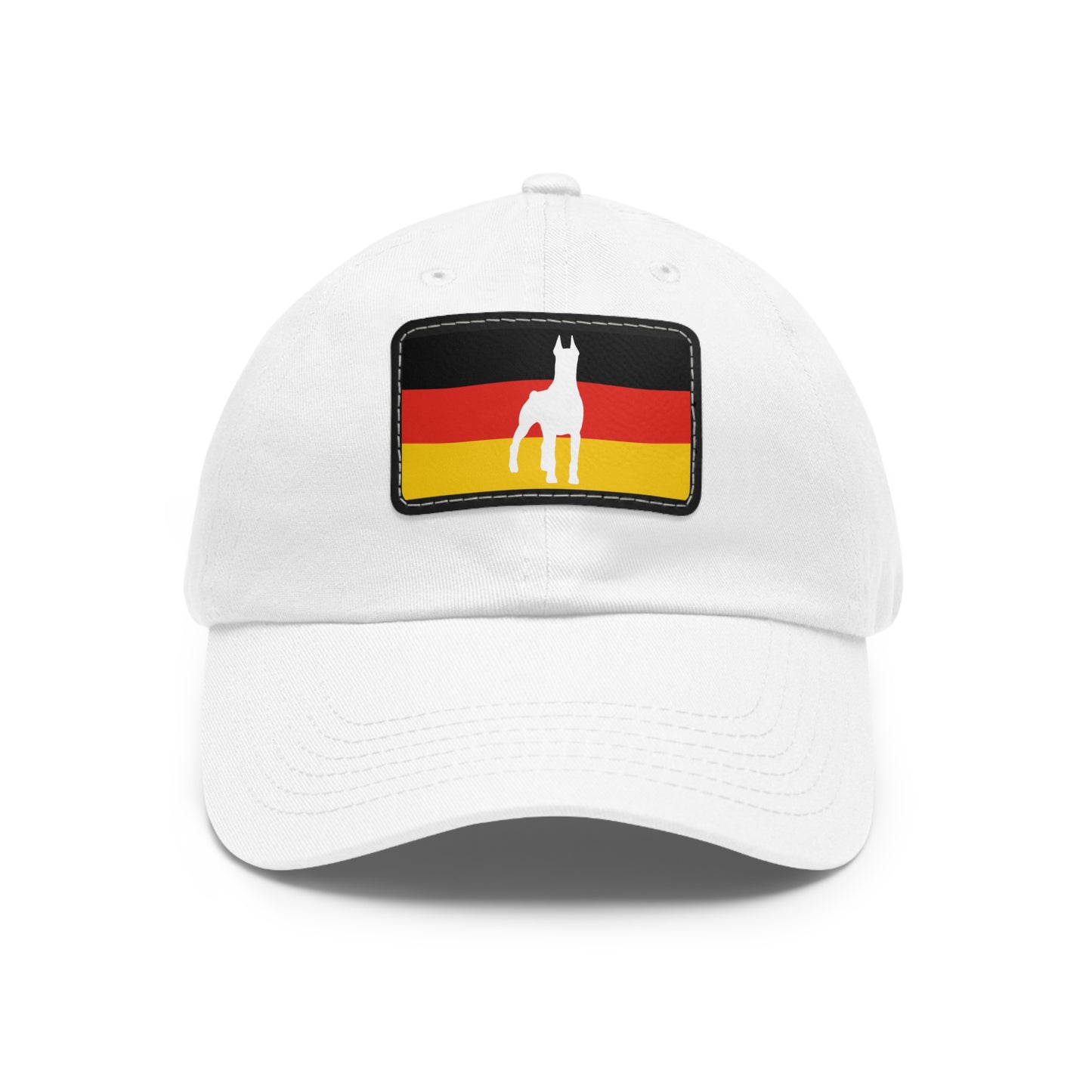 Doberman Germany Protect 1 Dad Hat with Leather Patch (Rectangle)