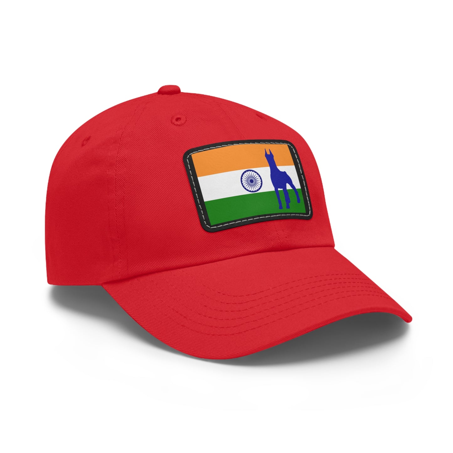 Doberman India Protect 1 Dad Hat with Leather Patch (Rectangle)