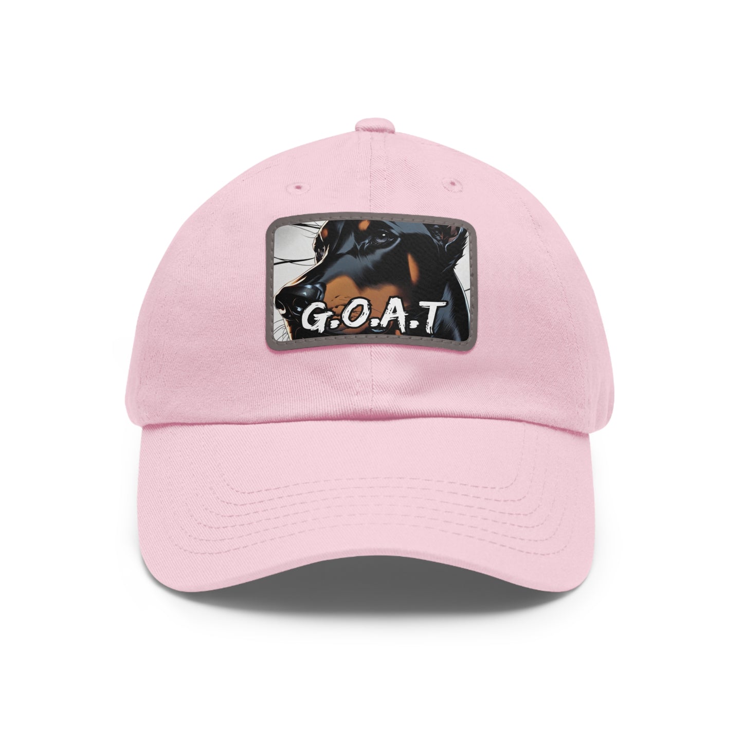 Doberman GOAT 1 Dad Hat with Leather Patch (Rectangle)