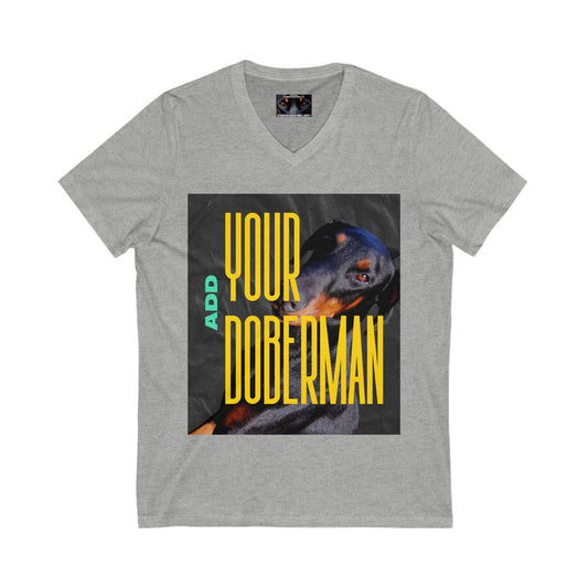 Add your own Doberman Private Label Unisex Jersey Short Sleeve V-Neck Tee