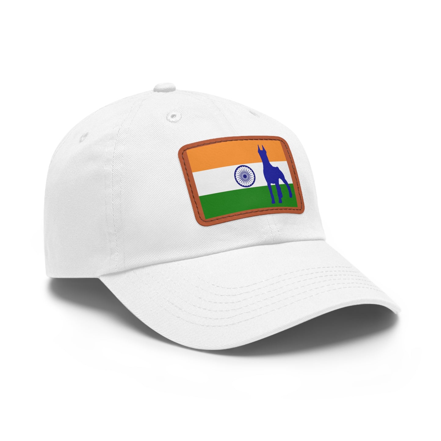 Doberman India Protect 1 Dad Hat with Leather Patch (Rectangle)