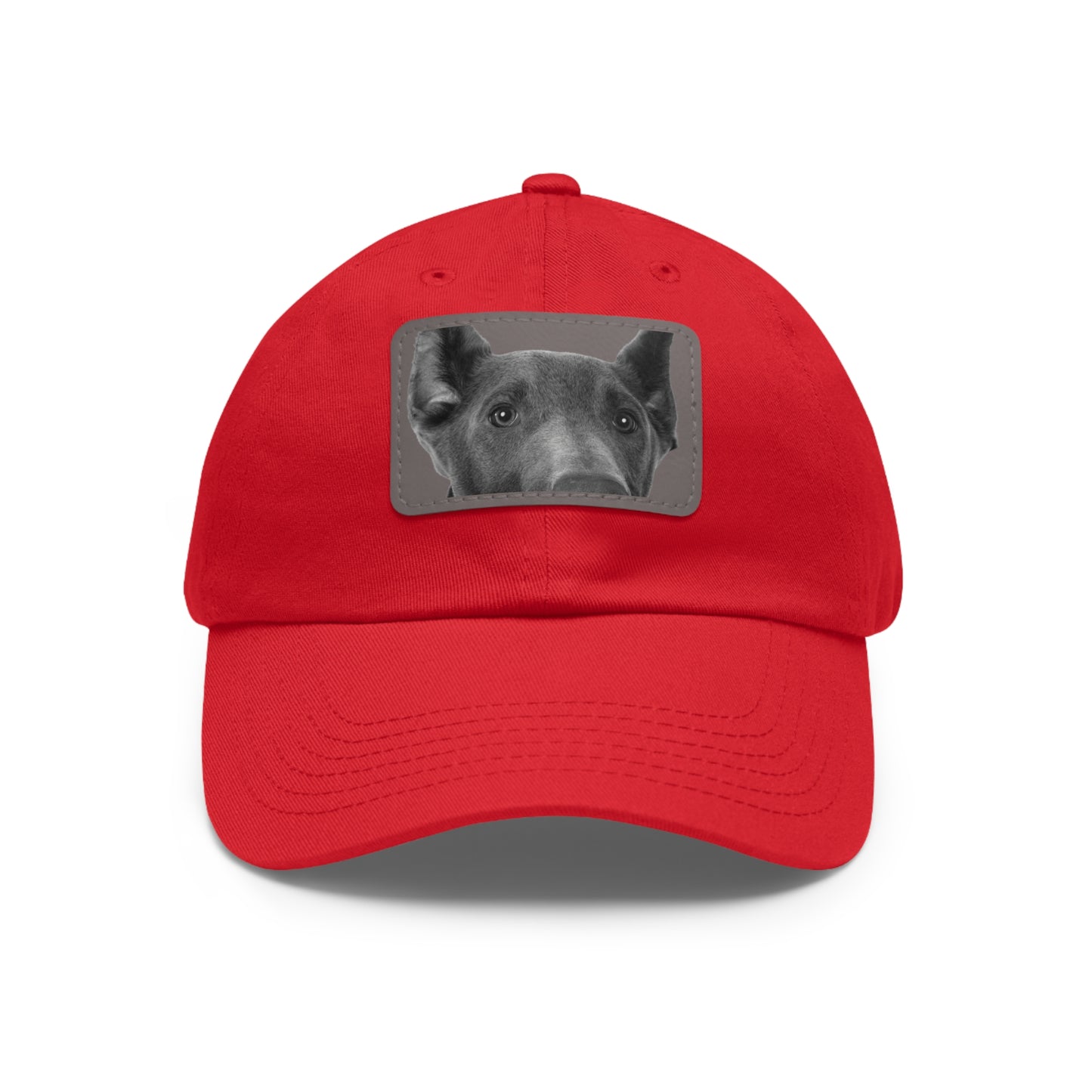 Doberman 1 Blue Dad Hat with Leather Patch (Rectangle)