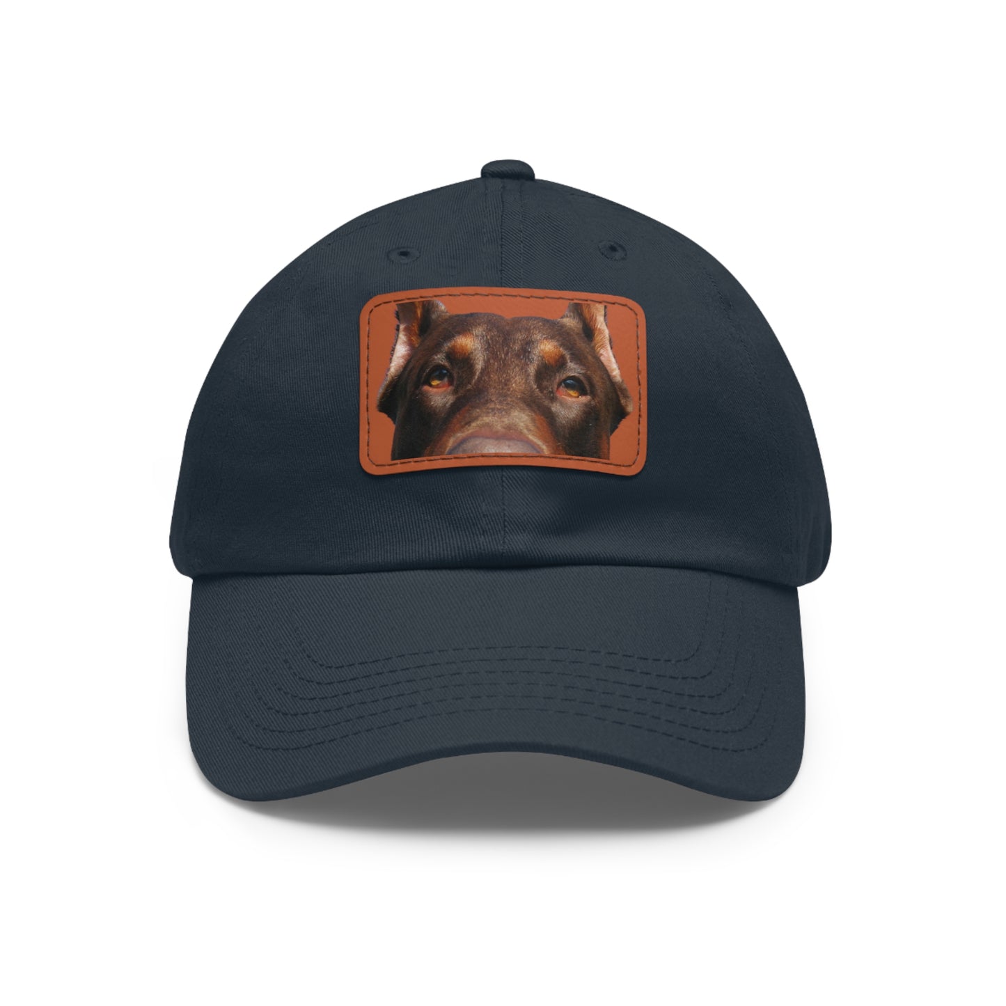 Doberman 1 Rust Dad Hat with Leather Patch (Rectangle)