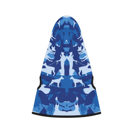 Blue PD Camo Pattern Doberman Puppy Hoodie