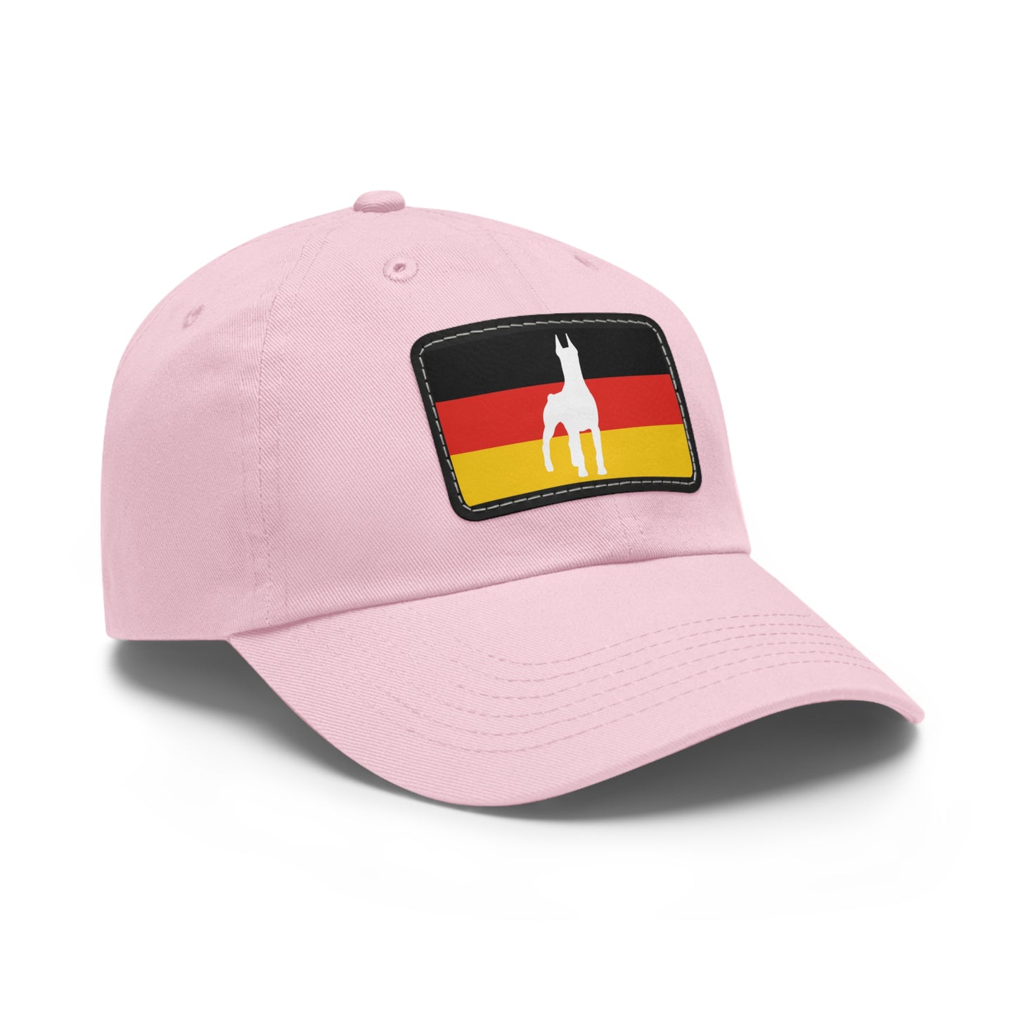 Doberman Germany Protect 1 Dad Hat with Leather Patch (Rectangle)