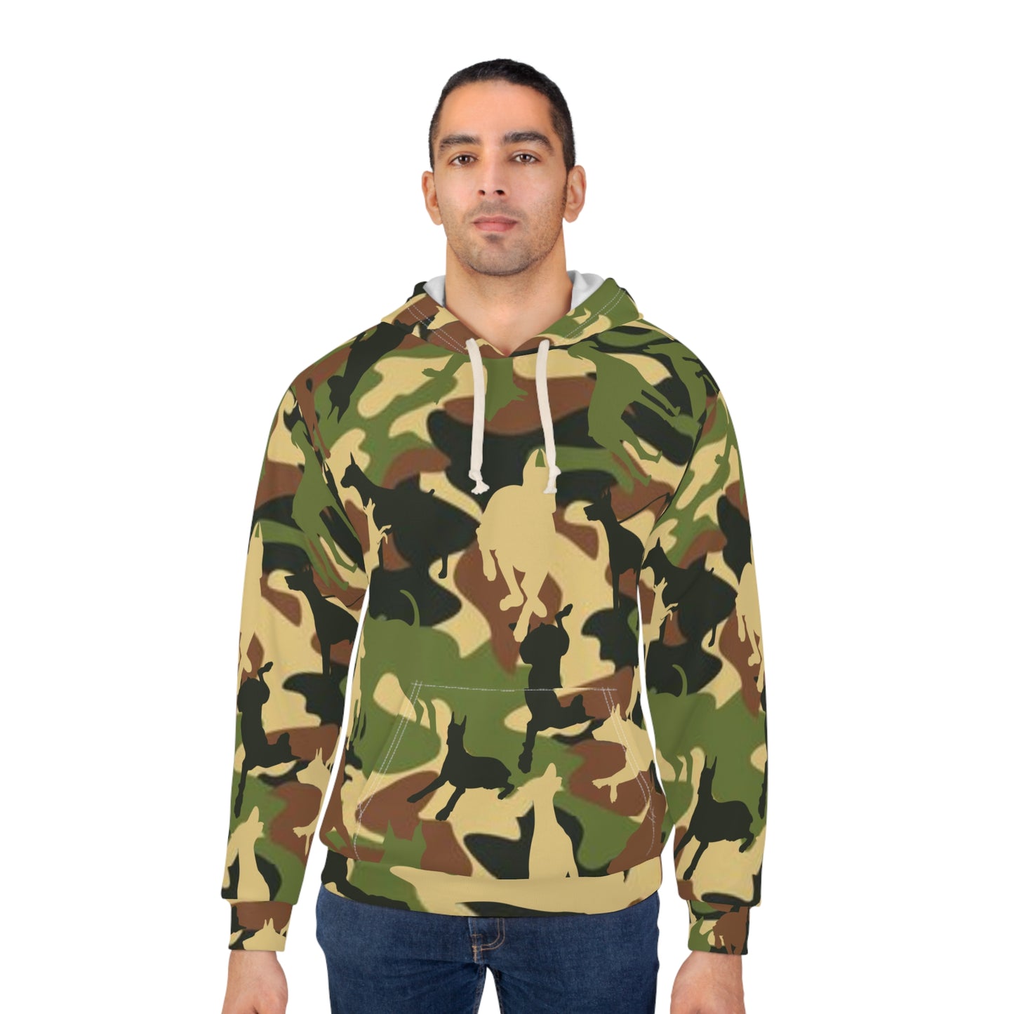 Doberman Camo 3 Unisex Pullover Hoodie (AOP)