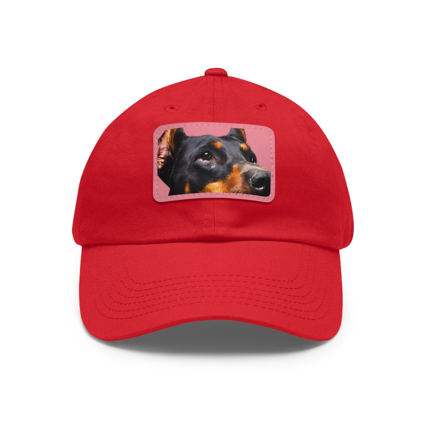 Doberman 3 B Dad Hat with Leather Patch (Rectangle)