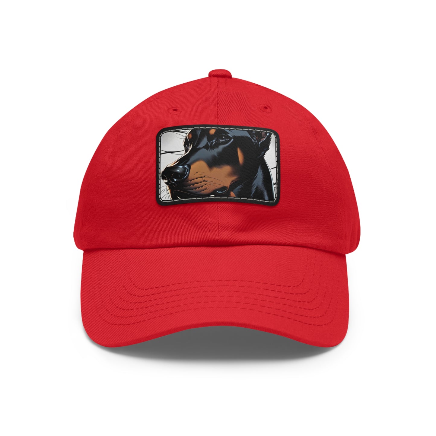 Doberman 1 Dad Hat with Leather Patch (Rectangle)
