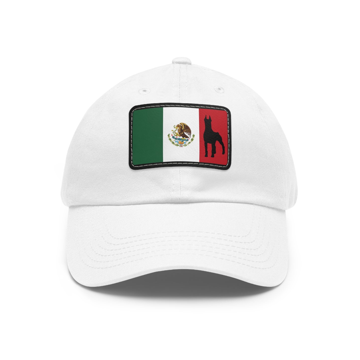 Doberman Mexico Protect 1 Dad Hat with Leather Patch (Rectangle)