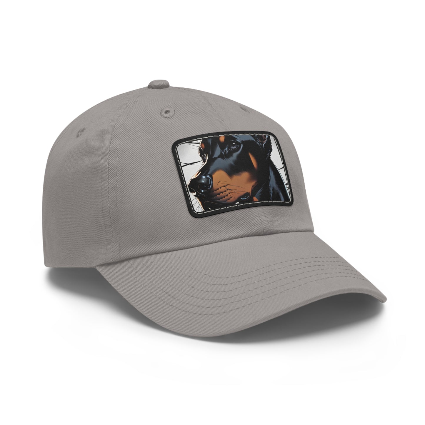 Doberman 1 Dad Hat with Leather Patch (Rectangle)
