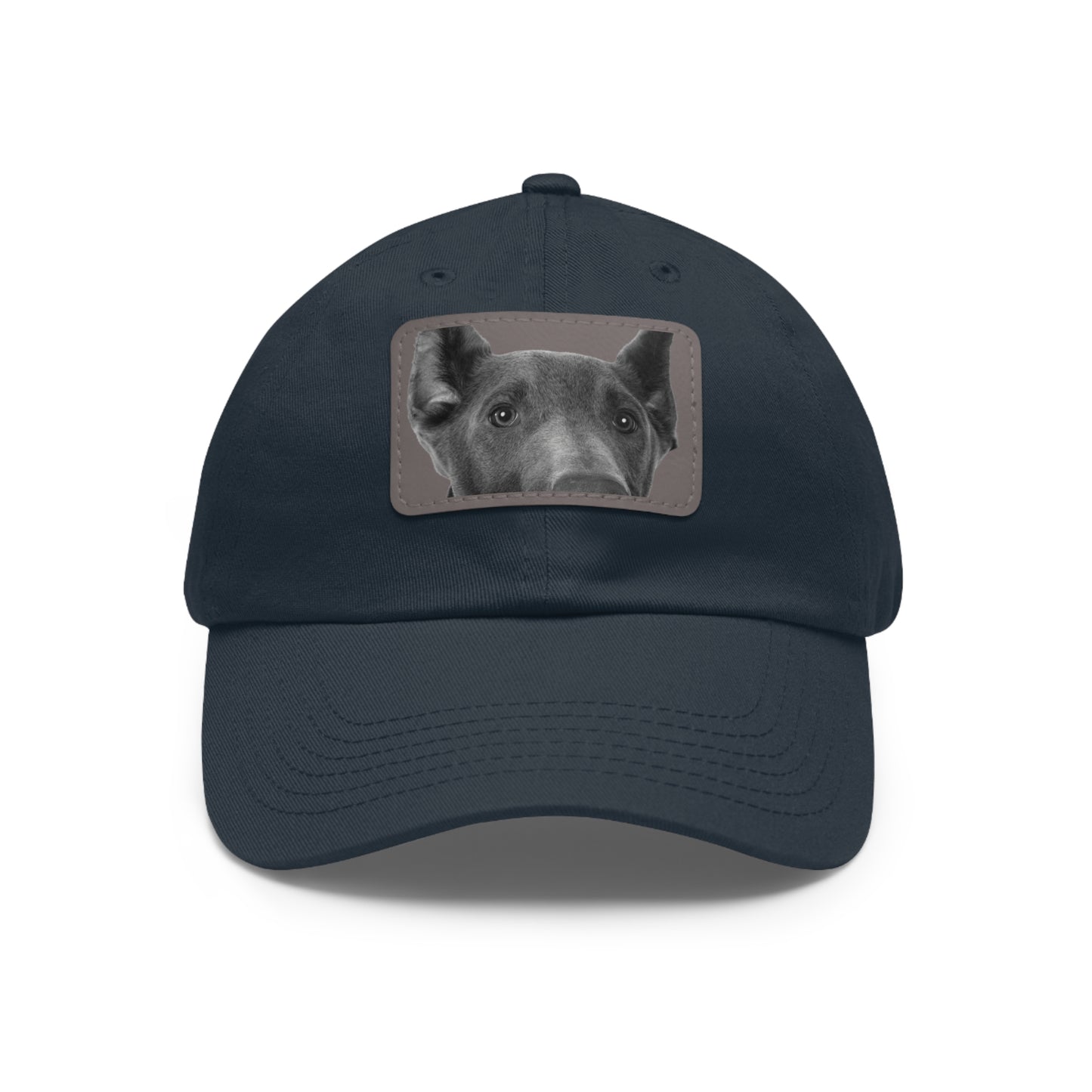 Doberman 1 Blue Dad Hat with Leather Patch (Rectangle)