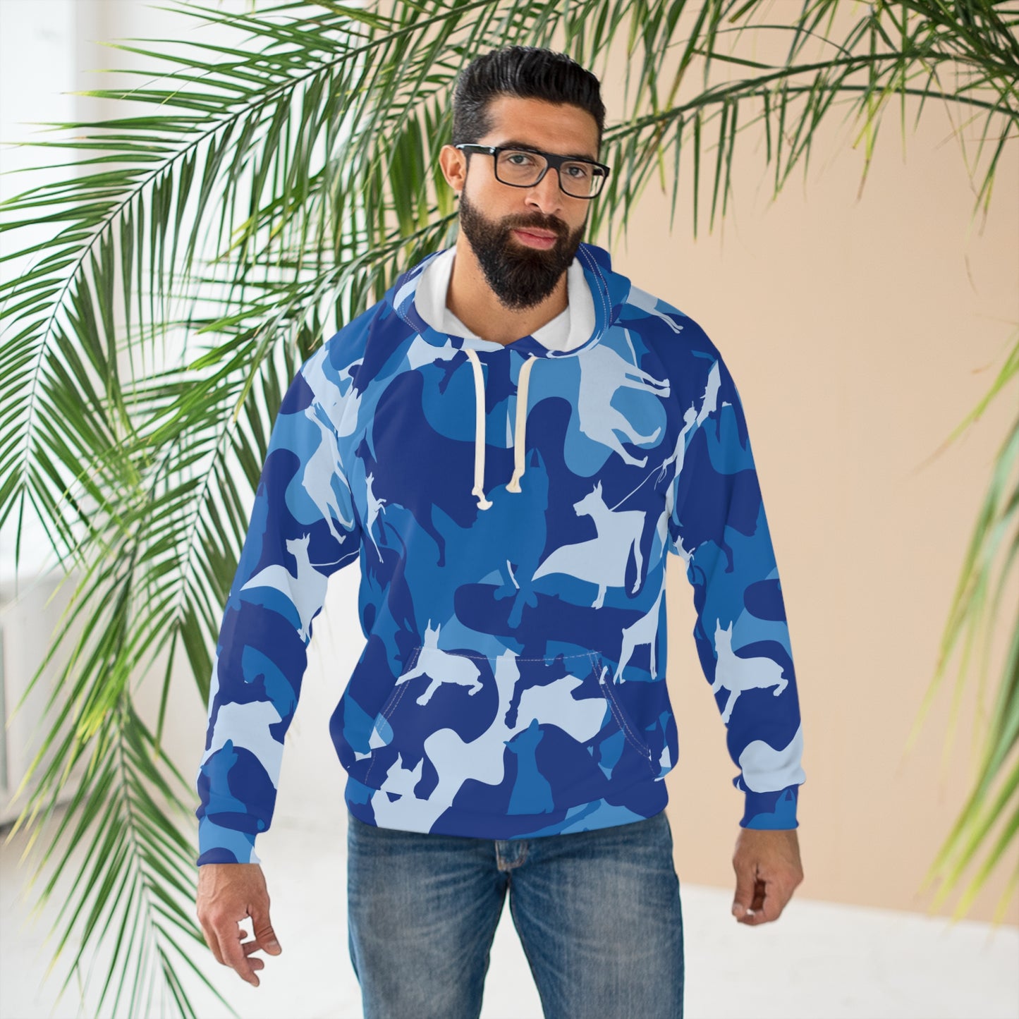 Doberman Camo 2 Unisex Pullover Hoodie (AOP)