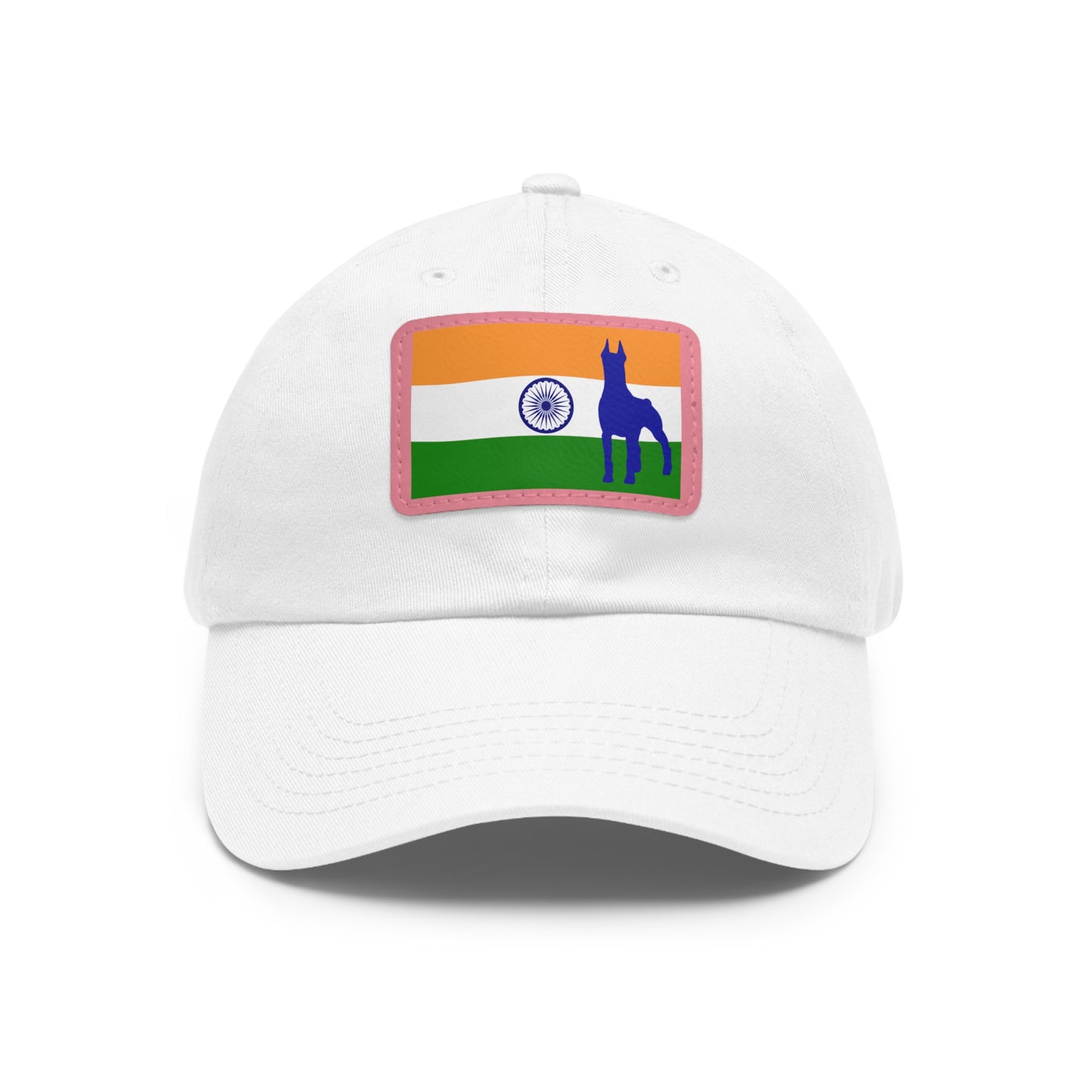 Doberman India Protect 1 Dad Hat with Leather Patch (Rectangle)