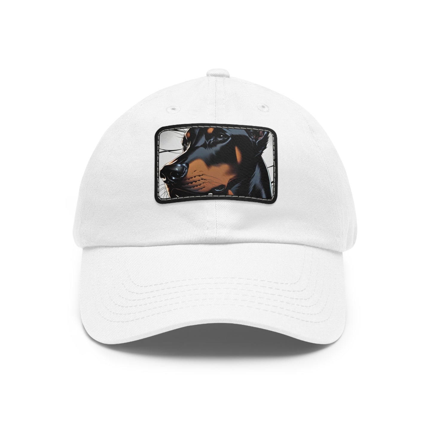 Doberman 1 Dad Hat with Leather Patch (Rectangle)
