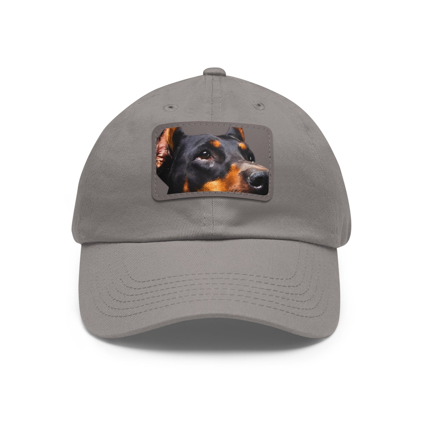 Doberman 3 B Dad Hat with Leather Patch (Rectangle)