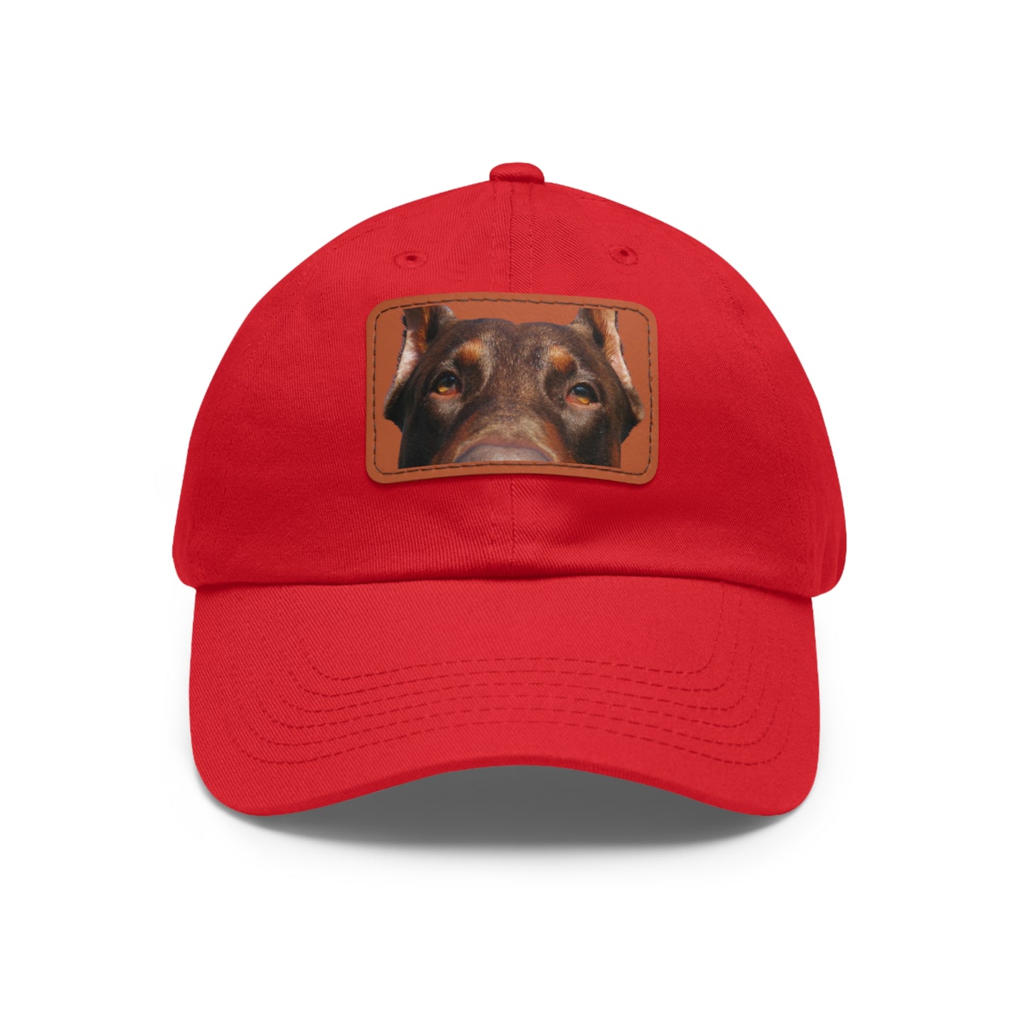 Doberman 1 Rust Dad Hat with Leather Patch (Rectangle)