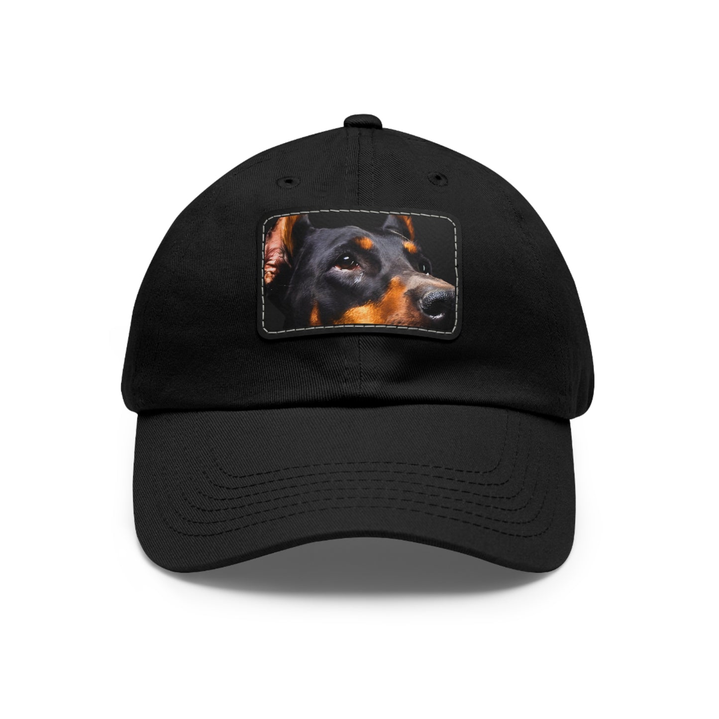 Doberman 3 B Dad Hat with Leather Patch (Rectangle)