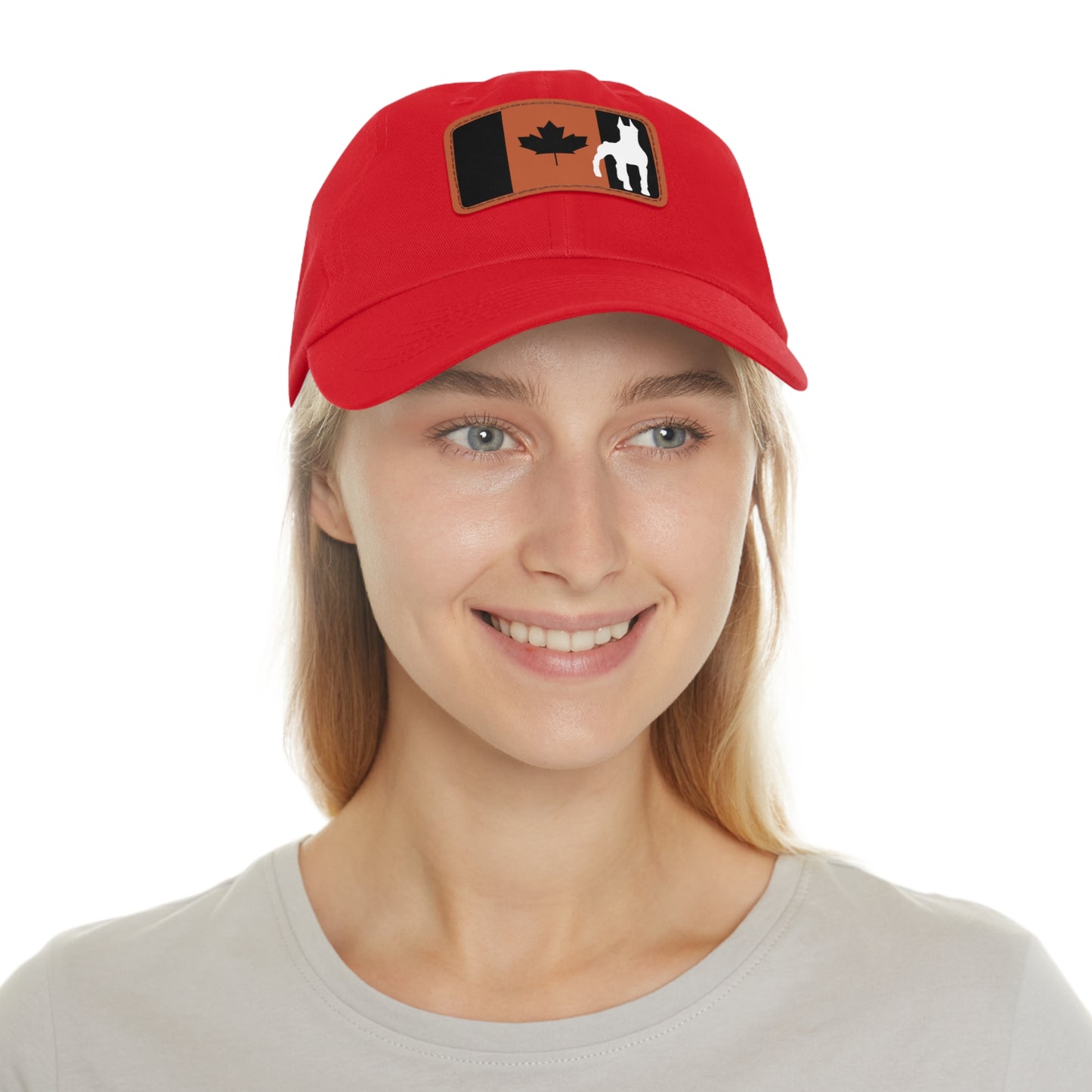 Doberman Protect Canada 1 Dad Hat with Leather Patch (Rectangle)