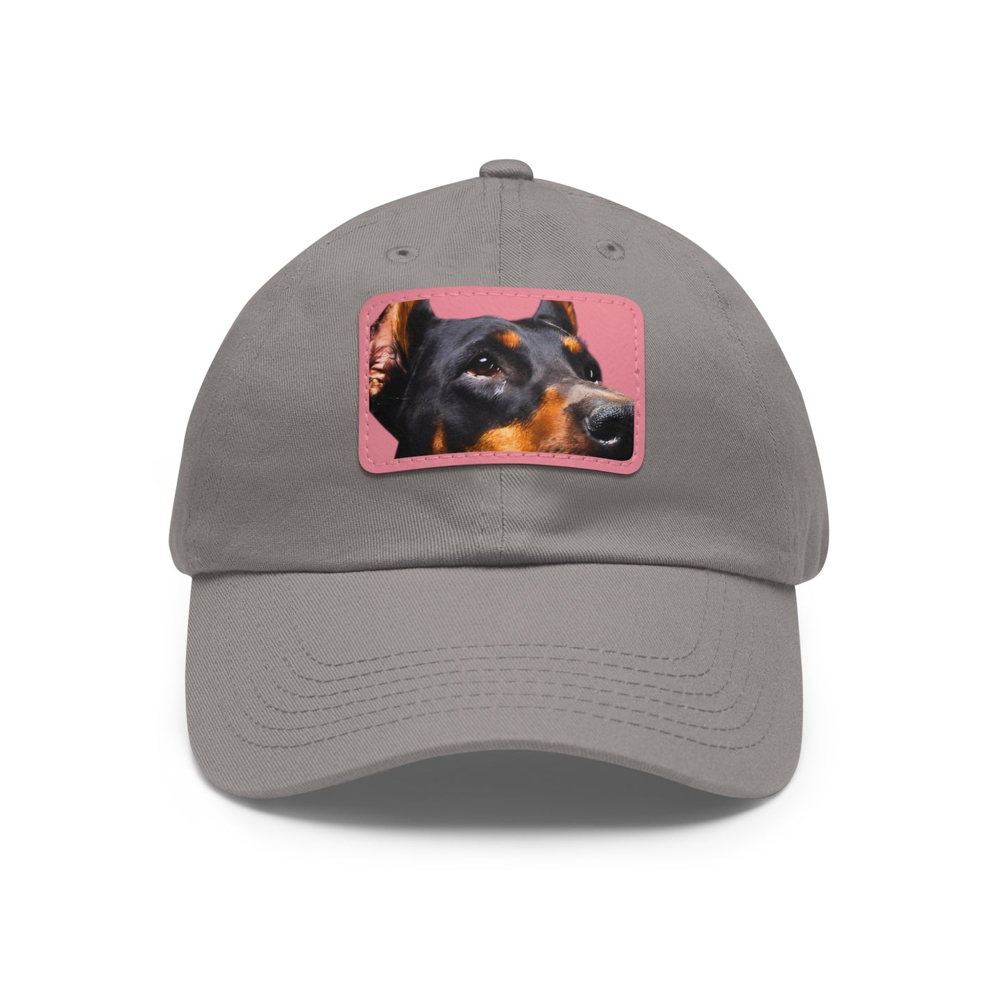 Doberman 3 B Dad Hat with Leather Patch (Rectangle)