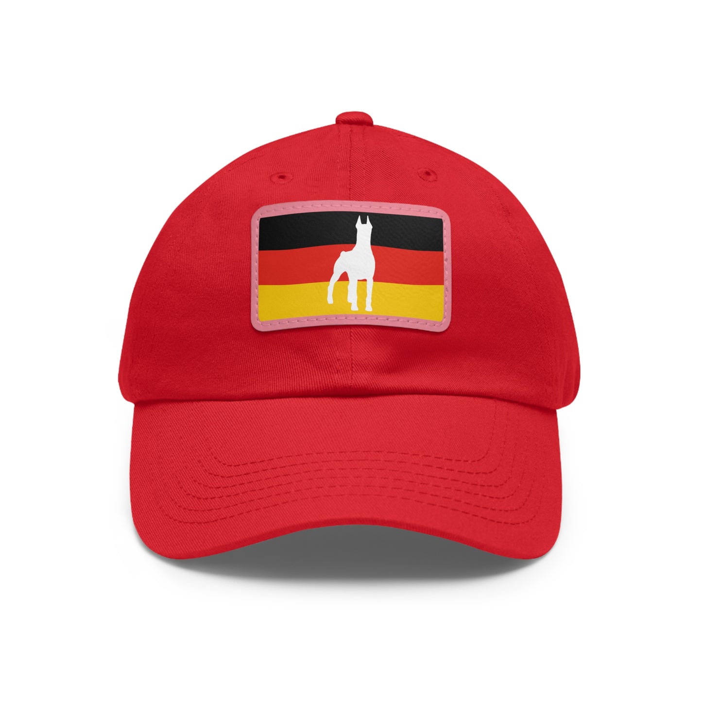 Doberman Germany Protect 1 Dad Hat with Leather Patch (Rectangle)