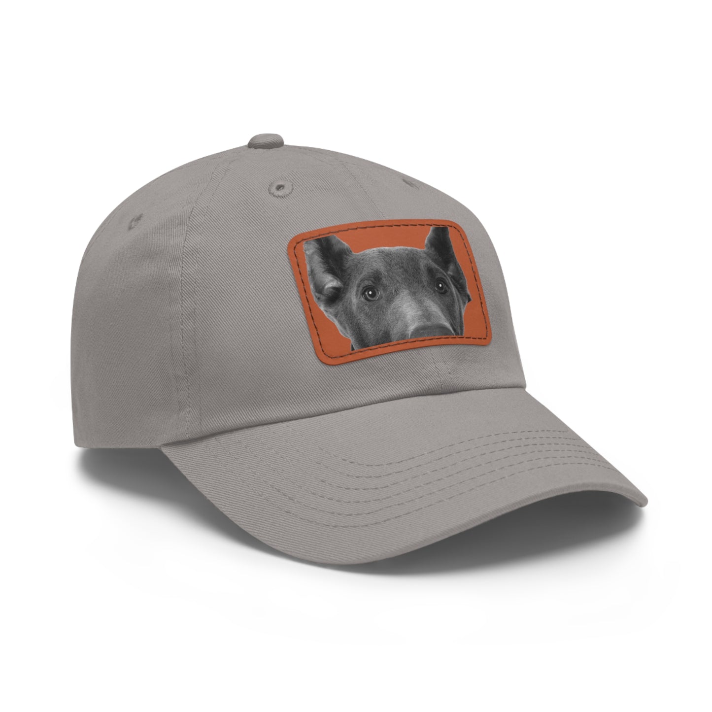 Doberman 1 Blue Dad Hat with Leather Patch (Rectangle)
