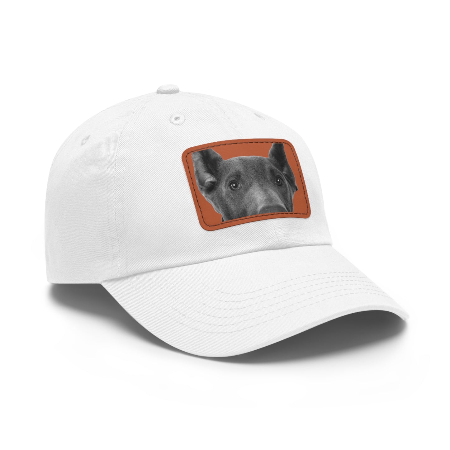 Doberman 1 Blue Dad Hat with Leather Patch (Rectangle)